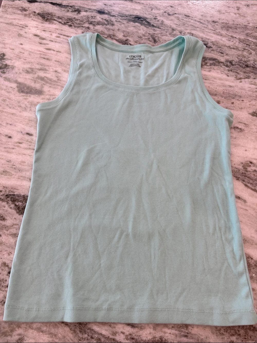 Chico’s Ultimate Tee‎ Tank Top Women’s 2 Large Ribbed Texture Scoop Neck Light